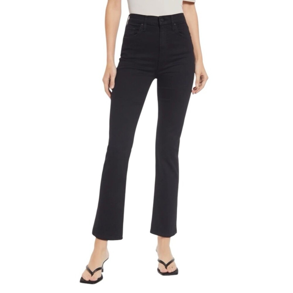MOTHER High Waist Rider Ankle Jeans in Black